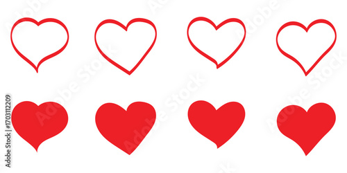 Various simple heart love icon. different set of heart icon.