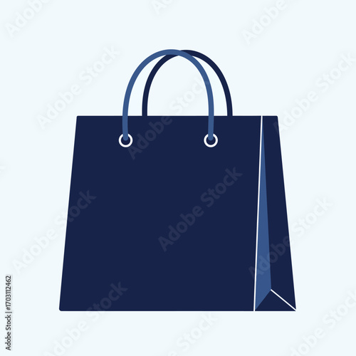 Simple blue shopping bag illustration isolated on a light background. Vector graphic icon for retail, merchandise, and gift packaging concepts