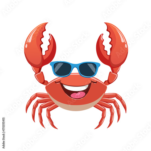 Funny illustration of a crab holding sunglasses