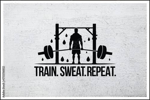 Train Sweat Repeat – Fitness Motivation,
Powerlifting Determination Artwork,
Gym Grind Black & White Design,
Strength Training Silhouette Poster