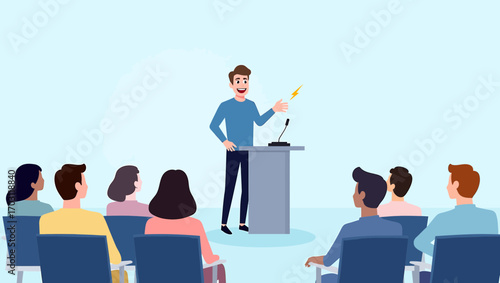 Public Speaker Giving Presentation Illustration
