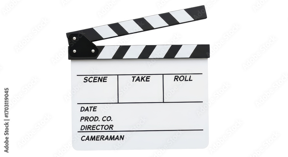 Obraz premium Clapperboard showing scene take roll for filmmaking isolated PNG with Transparent Background
