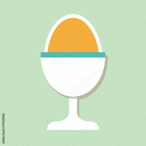 Simple flat design illustration of a boiled egg in an egg cup