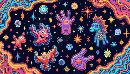 Psychedelic Alien Abstract Art Illustration
