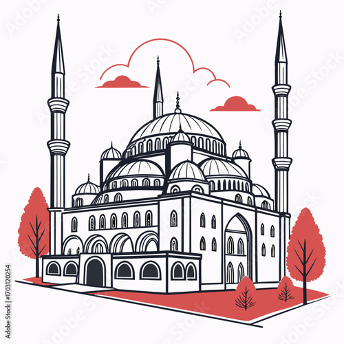 Geometric Mosque Silhouette 1