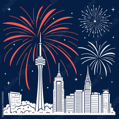 New Year City Skyline