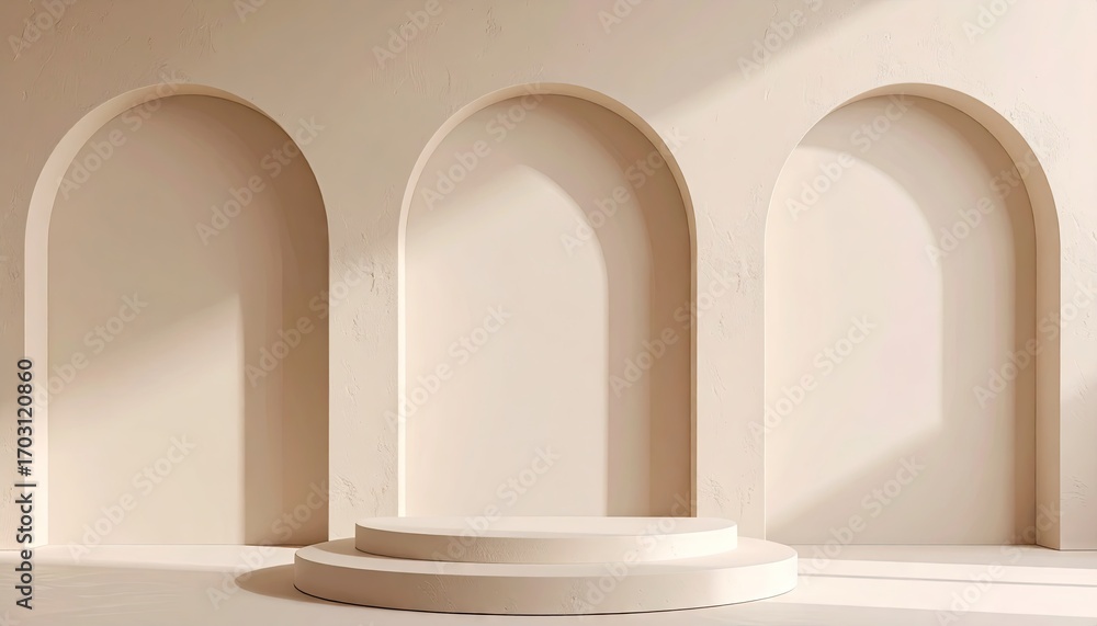 Fototapeta premium Beige Minimalist Archway Display Platform