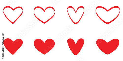 Various simple heart love icon. different set of heart icon.
