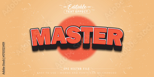 Red master text, editable text effect.