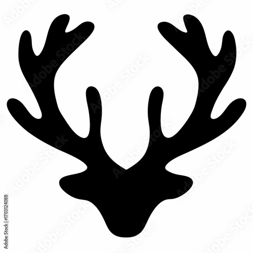 Monochrome graphic illustration of a deer's antlers with a head outline