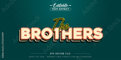 Retro style The Brothers text, editable text effect.