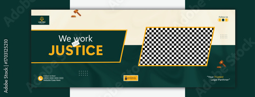 Law firm social media cover design for justice and legal services
