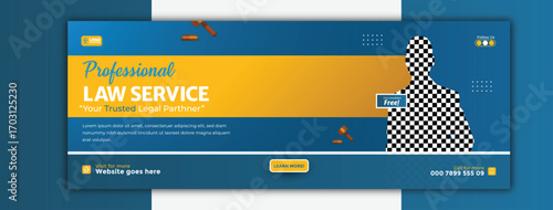 Professional law service cover template design for social media promotion