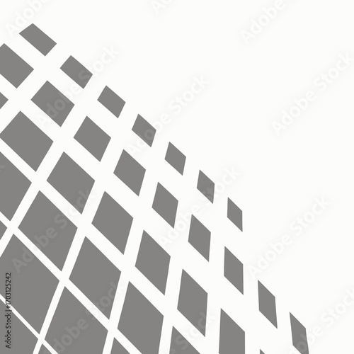 Vector art of abstract geometric pattern of gray squares receding into the distance on a
