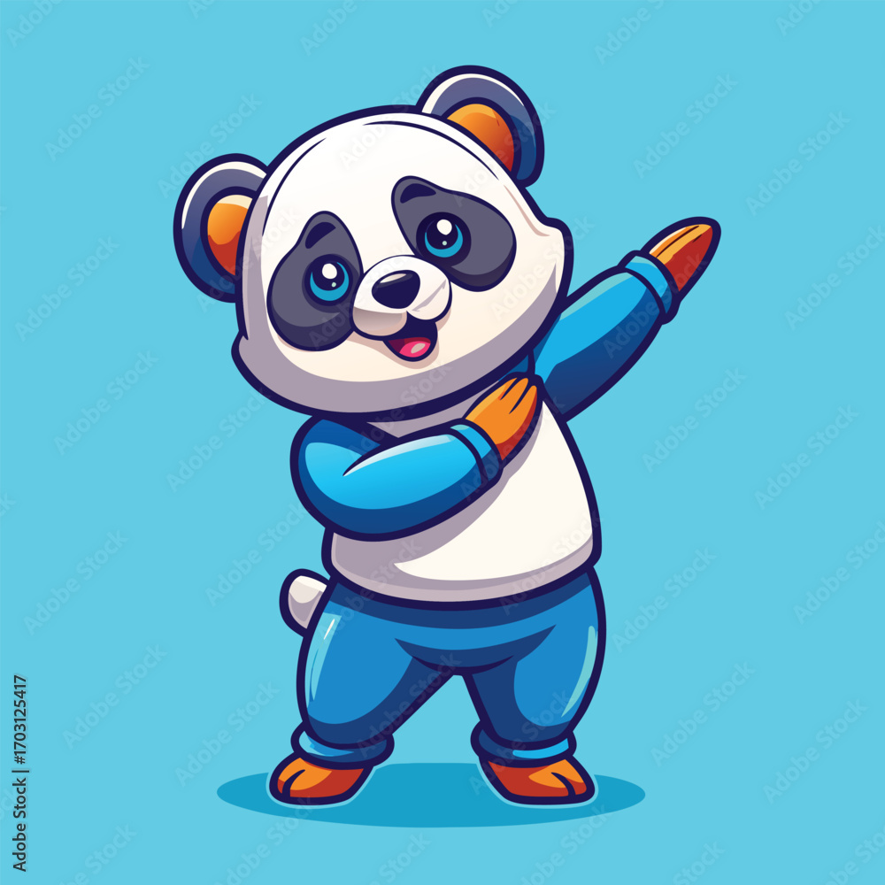 Fototapeta premium cute-panda-dabbing--cartoon-animal-icon-concept-is.eps