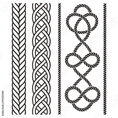 Vector art of collection of nautical rope patterns and braids