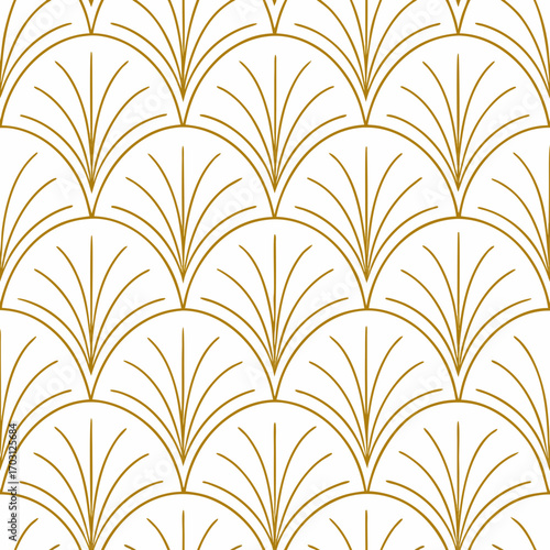 Vector art of elegant gold art deco fan pattern seamless background