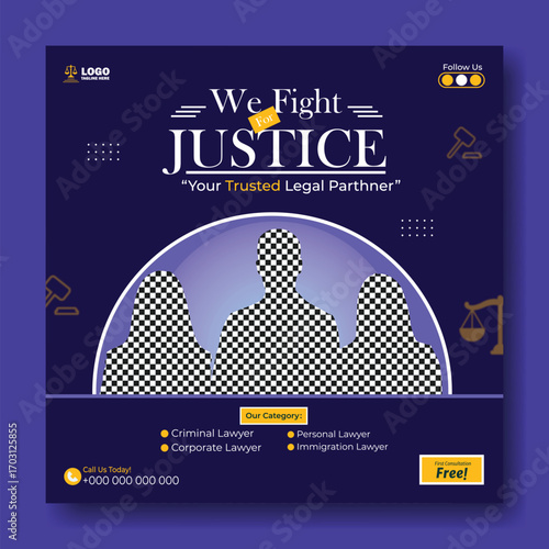 Social media post design for law firm and lawyer advertisement promotion
