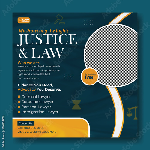 Social media post design for law firm and lawyer advertisement promotion