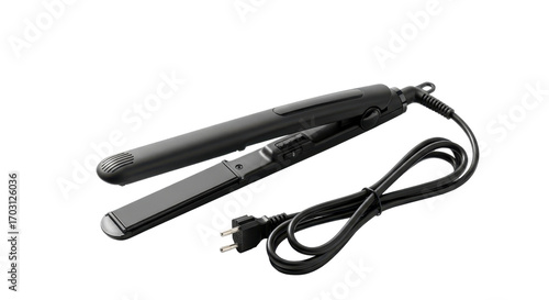 Black hair straightener for styling isolated PNG with Transparent Background