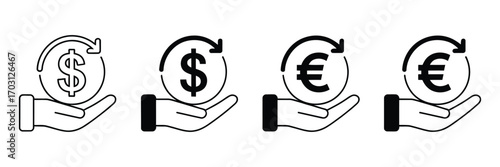 Money refund and cashback icons