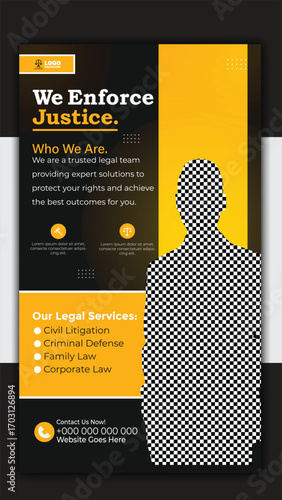 Law firm social media story template for justice enforcement and legal service