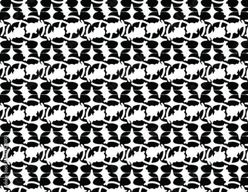 Abstract Black and White Pattern: A mesmerizing dance of repeating black shapes on a pure white backdrop, creating a sense of energy and visual intrigue in this abstract design.