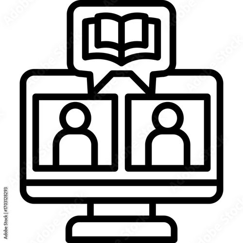 Virtual Study Group line icon