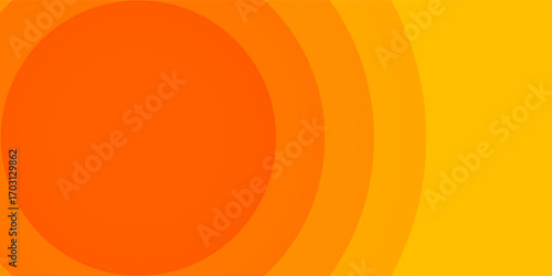 Bright vector background with concentric circles in yellow to orange gradient, radiating from the center like a sunburst for a warm, energetic, and eye-catching effect. vector Eps 10
