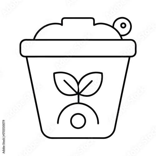 Line art of compost recycling system turning organic vector line art on white background