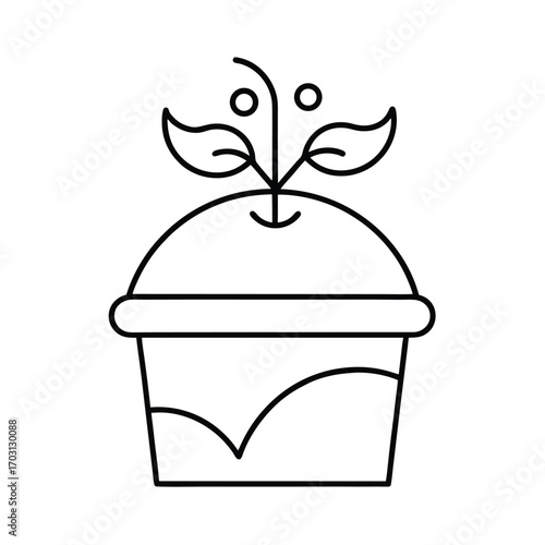 Line art of composting process with organic waste vector line art on white background