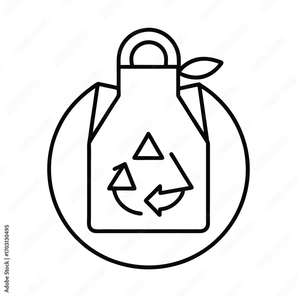 Fototapeta premium Minimalist line art of eco packaging design with recycle vector line art on white background