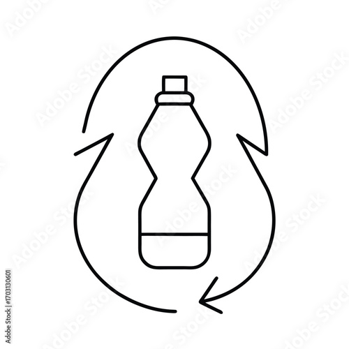 Minimalist line art of recycling water bottle design vector line art on white background