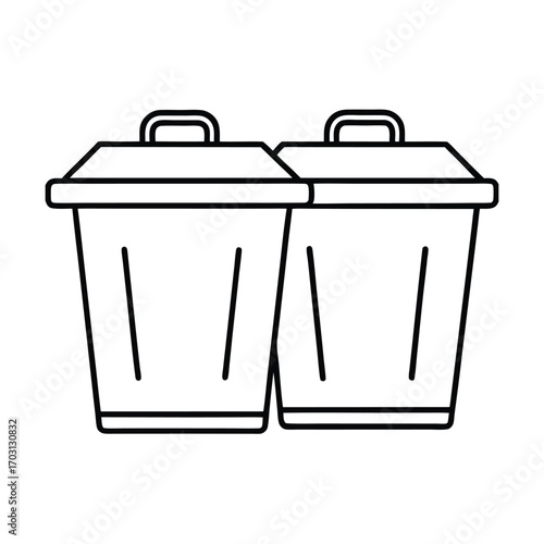 Minimalist household kitchen vector line art on white background