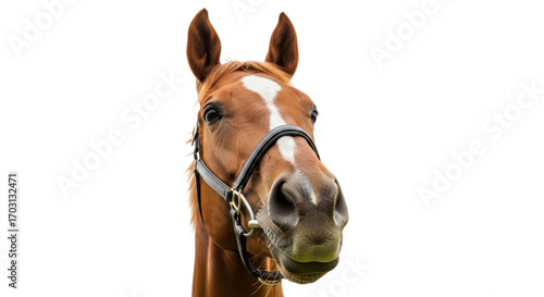 Brown horse head portrait with a halter isolated PNG with Transparent Background