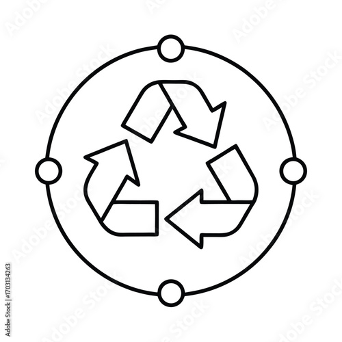 Circular economy concept with arrows vector line art on white background