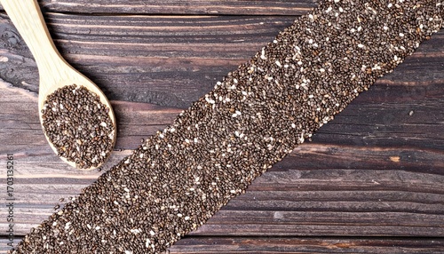 Flax Seeds on Wooden Background with Wooden Spoon