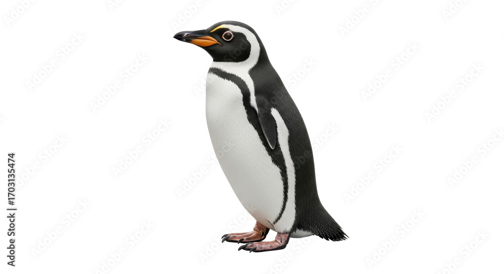 Obraz premium Full length portrait of a Fiordland crested penguin isolated PNG with Transparent Background
