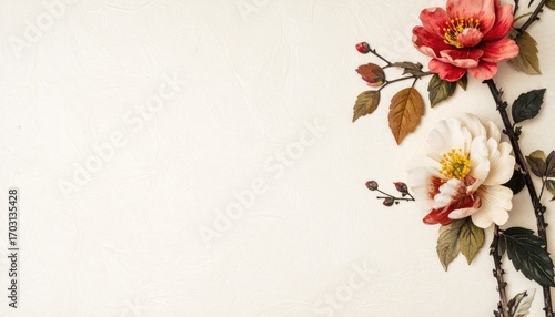 Floral Arrangement on Warm Ivory Background