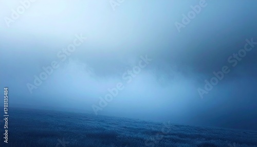 Foggy Landscape with Blue Hues and Copy Space