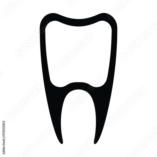 Simple black and white molar tooth vector drawing for dental concepts