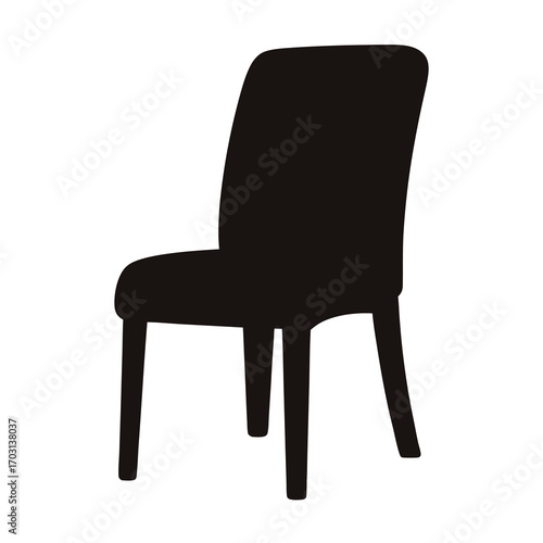 Elegant black silhouette of a high back upholstered dining chair style