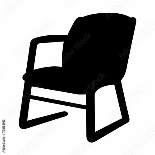 Silhouette of a sleek modern office chair with armrests and four legs