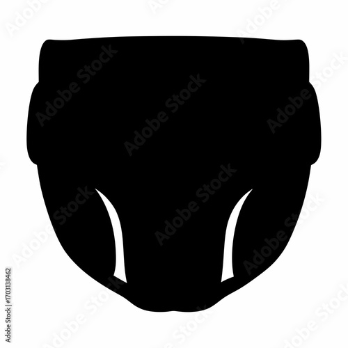 Silhouette of underwear showing brief style on white background for design