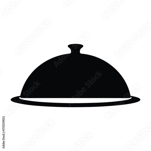 Classic black silhouette of a covered food platter, ready to serve