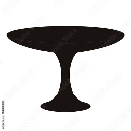 Silhouette of an elegant, modern round table with a pedestal base