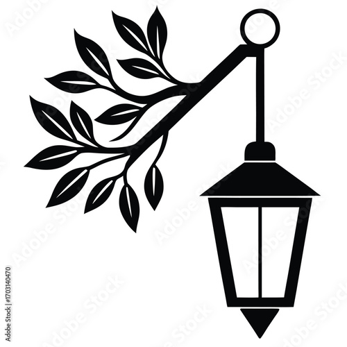 tree branch lamp vector icon
