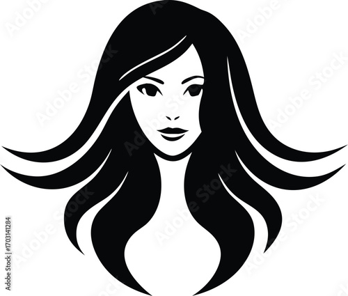 beauty woman face and hair style logo silhouette vector