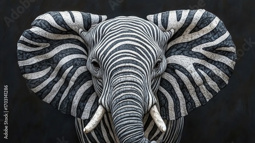 elephant with a pattern of zebra