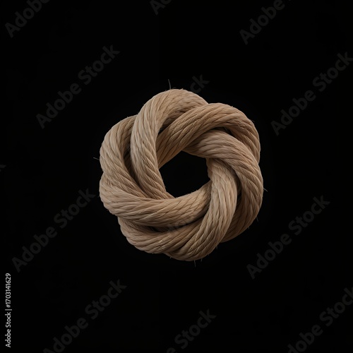 Abstract Beige Rope Knot, Circular Texture, Intertwined Fibers, Natural Material, Design Element, Background Image
